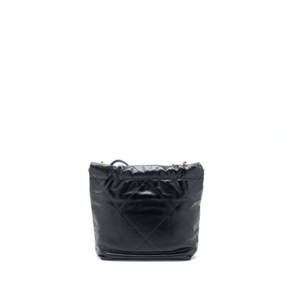Chanel Mini 22 Bag Shiny Calfskin Black Brushed  (Microchip)