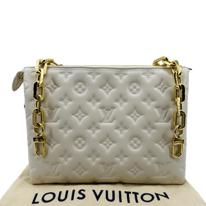 LOUIS VUITTON Coussin PM Monogram Embossed Shoulder Bag Creme