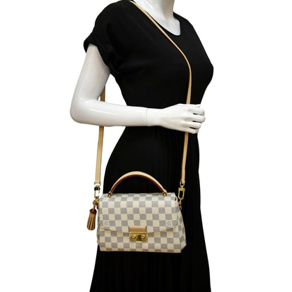 LOUIS VUITTON Croisette Damier Azur Satchel Crossbody Bag White