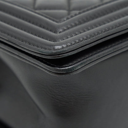 Chanel medium boy black Lambskin Ruthenium