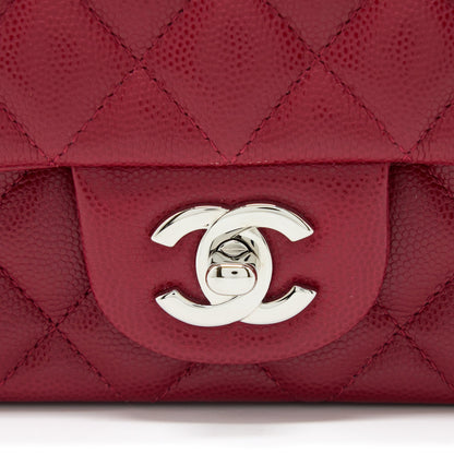 Chanel 18B Classic Mini Rectangular Flap Bag Caviar Dark Pink