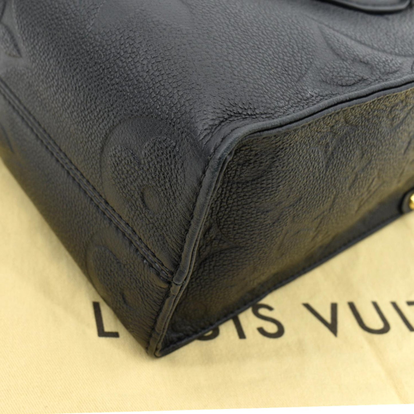 LOUIS VUITTON Onthego PM Monogram Empreinte Tote Shoulder Bag Black