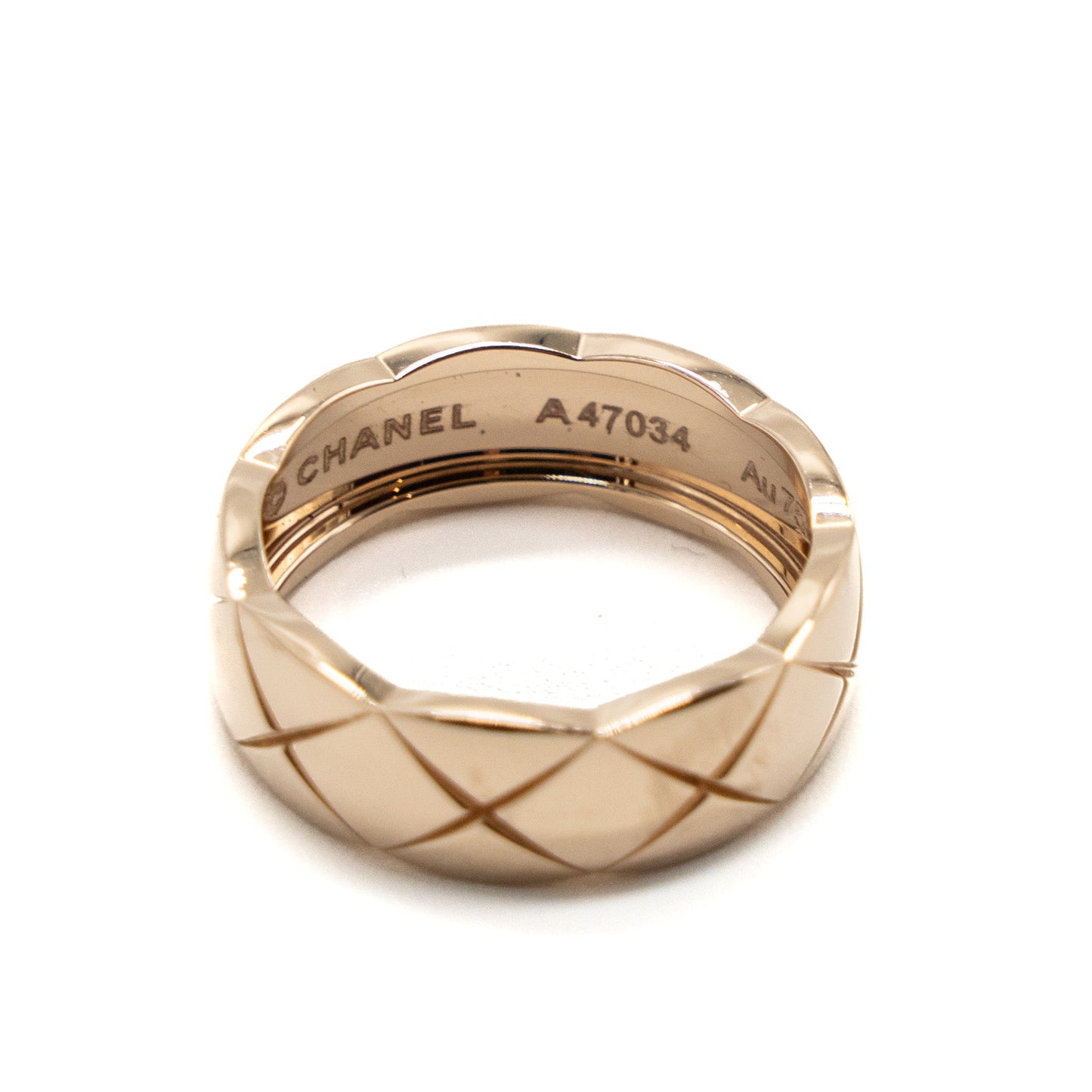 Chanel Size 53 Coco Crush Ring Small Version Quilted Motif Beige Gold