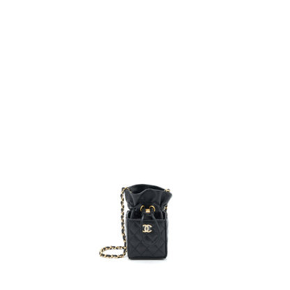 Chanel Mini Vanity Pouch With Chain Lambskin Black