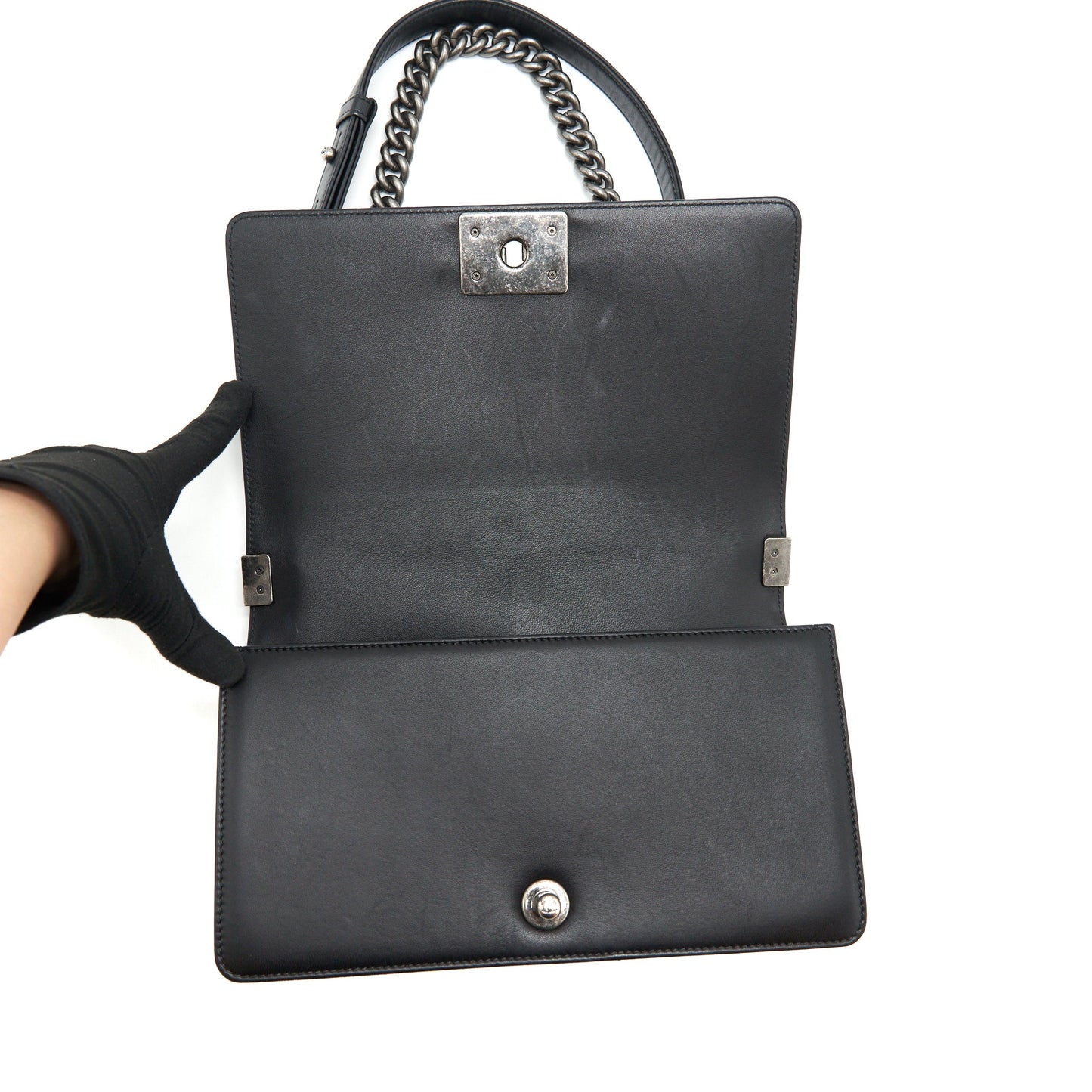 Chanel medium boy black Lambskin Ruthenium