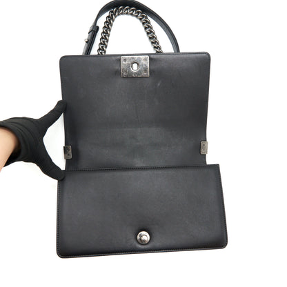 Chanel medium boy black Lambskin Ruthenium