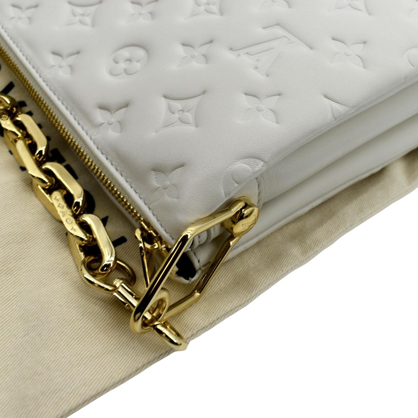 LOUIS VUITTON Coussin PM Monogram Embossed Shoulder Bag Creme