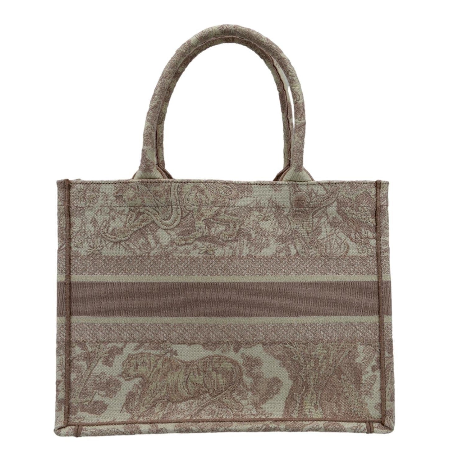 CHRISTIAN DIOR Book Toile de Jouy Motif Embroidery Canvas Tote Bag Pink