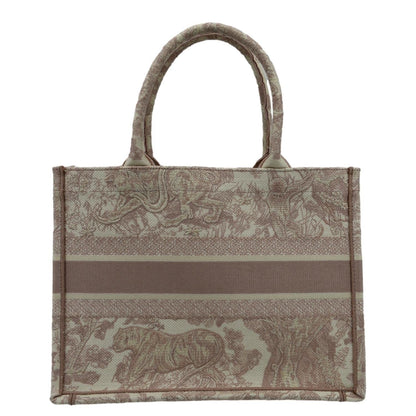 CHRISTIAN DIOR Book Toile de Jouy Motif Embroidery Canvas Tote Bag Pink