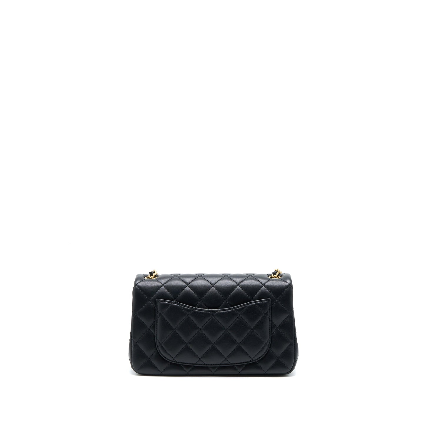 Chanel 23C Pearl Crush Mini Rectangular Flap Bag Lambskin Black Brushed  (Microchip)