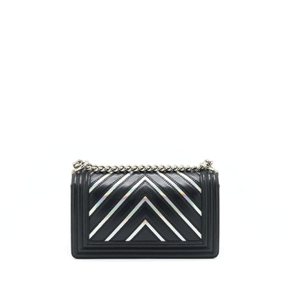 Chanel Medium Boy Chevron Lambskin Black/Silver