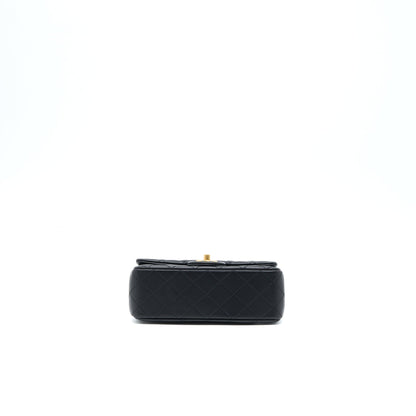 Chanel 23C Pearl Crush Mini Rectangular Flap Bag Lambskin Black Brushed  (Microchip)
