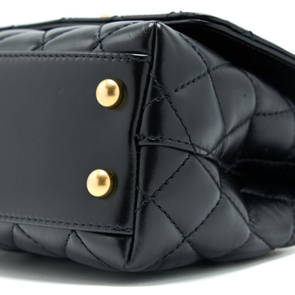 Chanel 22A Mini Coco Handle with Detailed Letter Handle Calfskin Black Brushed  (Microchip)