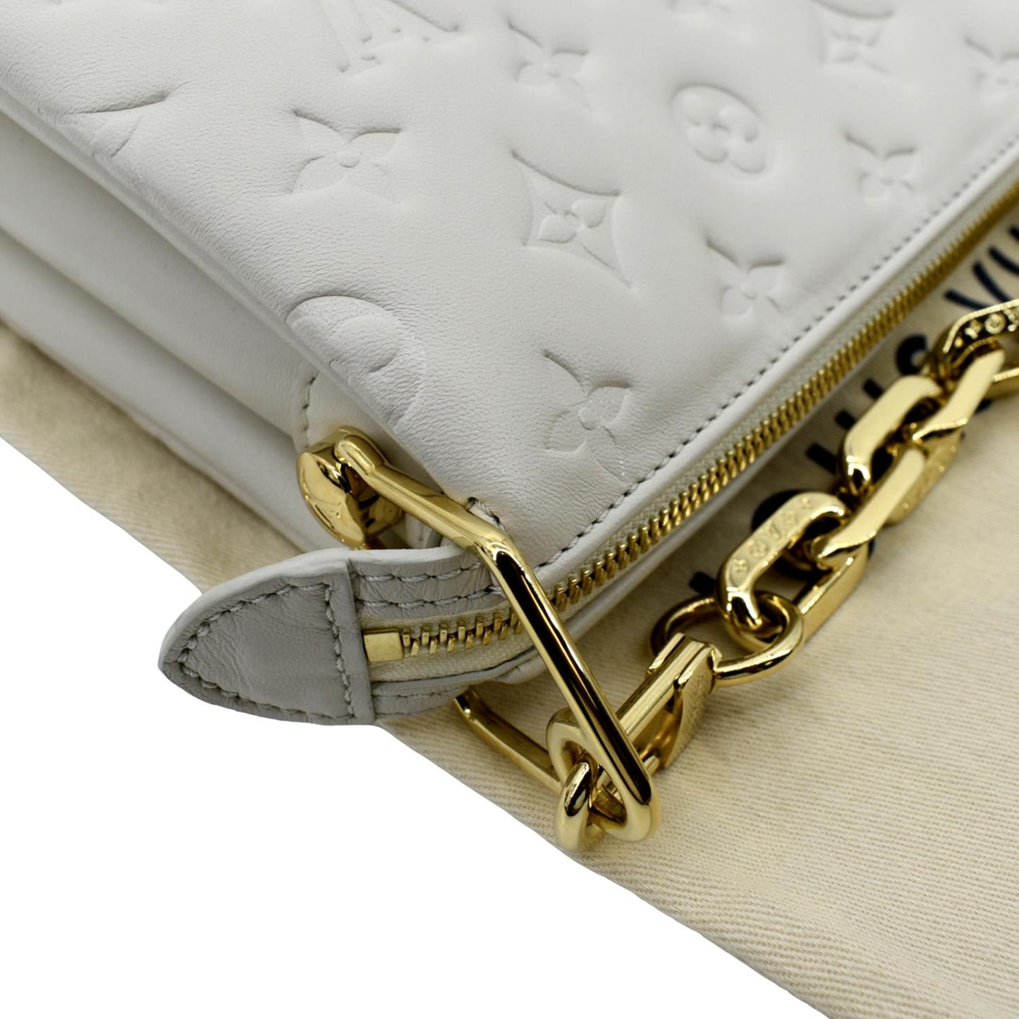 LOUIS VUITTON Coussin PM Monogram Embossed Shoulder Bag Creme