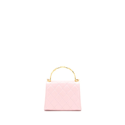 Chanel 22B Mini Flap Bag with Enamel Top Handle Lambskin Pink Brushed