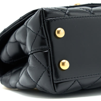 Chanel 22A Mini Coco Handle with Detailed Letter Handle Calfskin Black Brushed  (Microchip)