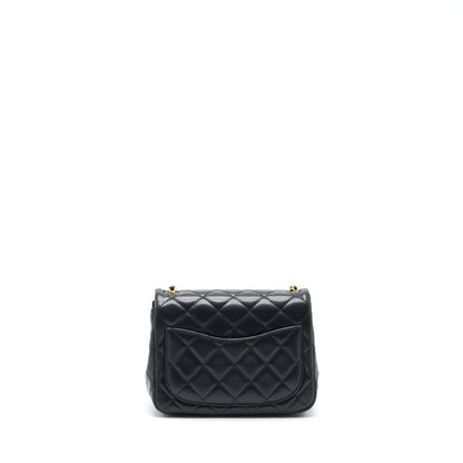 Chanel 22S Pearl Crush Mini Square Flap Bag Lambskin Black