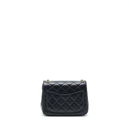 Chanel 22S Pearl Crush Mini Square Flap Bag Lambskin Black