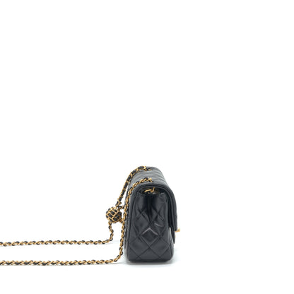Chanel 22S Pearl Crush Mini Square Flap Bag Lambskin Black