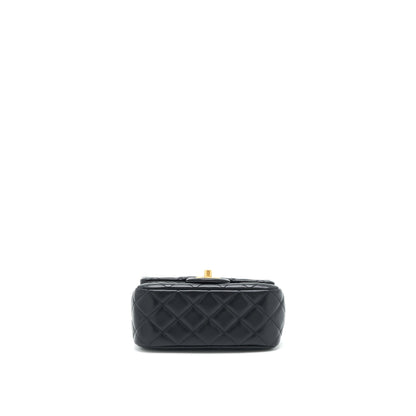 Chanel 22S Pearl Crush Mini Square Flap Bag Lambskin Black