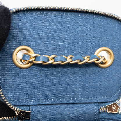 Chanel pearl crush mini vanity with chain Denim Blue