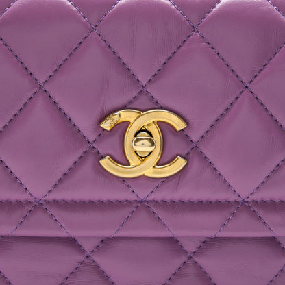 Chanel Square Flap Bag Lambskin Light Purple Brushed