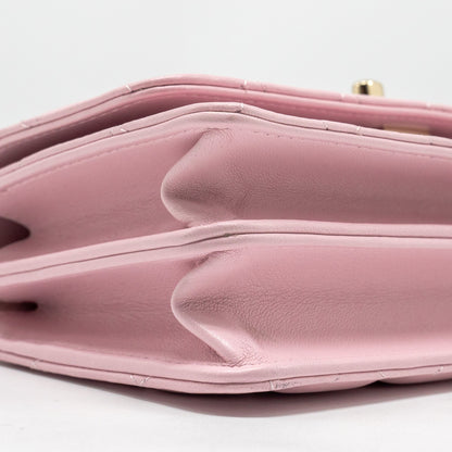 Chanel Pearl Detailed Top Handel Wallet On Chain Lambskin Pink L (Microchip)