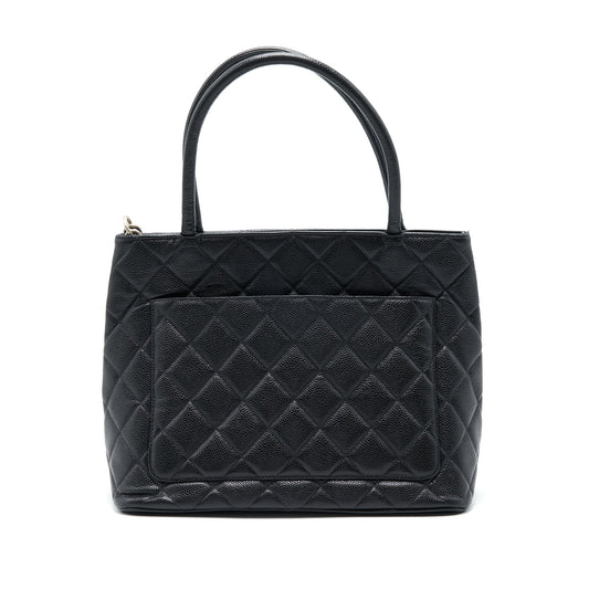 Chanel Vintag Medallion Tote Bag Caviar Black