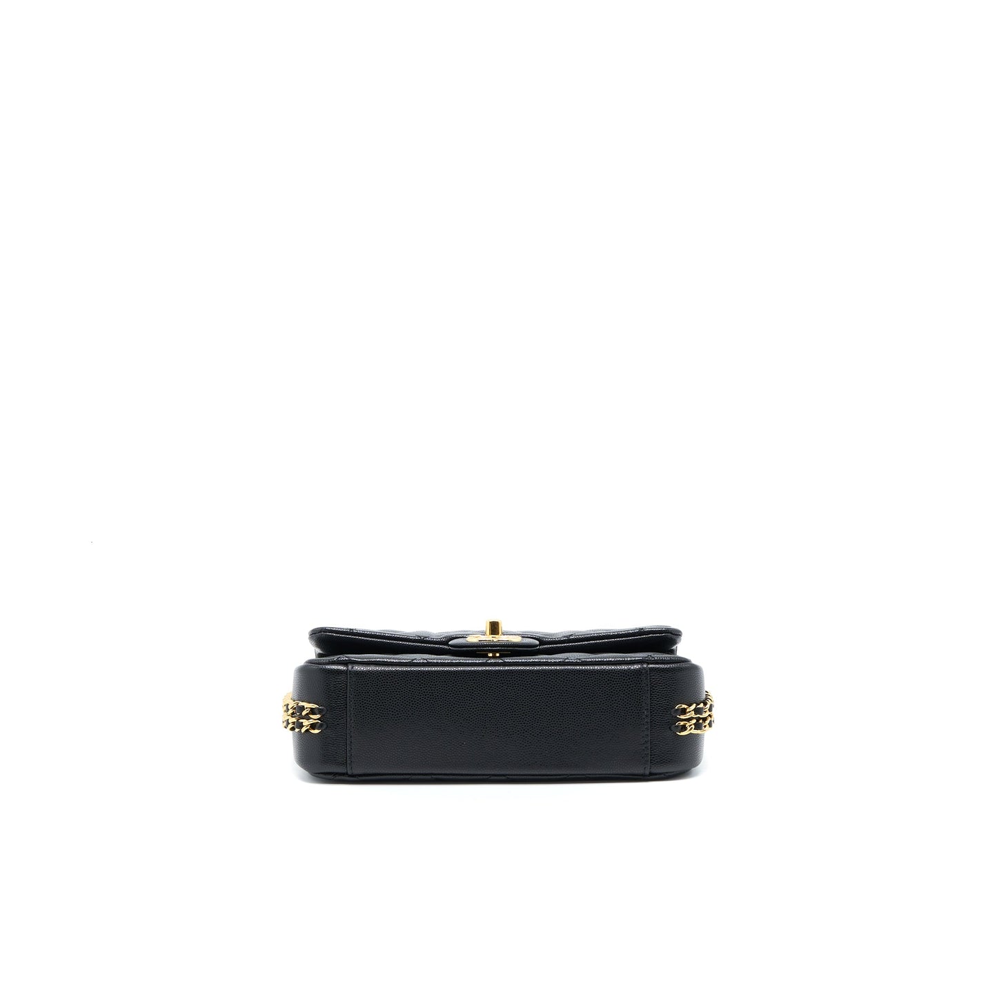 Chanel 23C Mini Flap Bag With CC Logo Chain Grained Calfskin Black  (Microchip)