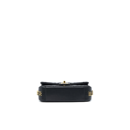 Chanel 23C Mini Flap Bag With CC Logo Chain Grained Calfskin Black  (Microchip)