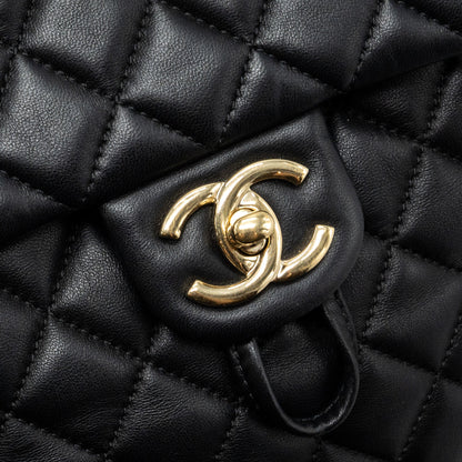Chanel quilted flap backpack lambskin black