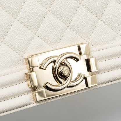 CHANEL MEDIUM LE BOY CAVIAR WHITE L