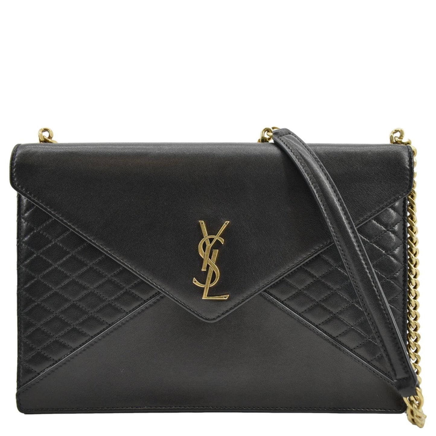 YVES SAINT LAURENT Gaby Quilted Lambskin Leather Shoulder Bag Black