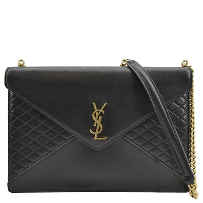 YVES SAINT LAURENT Gaby Quilted Lambskin Leather Shoulder Bag Black