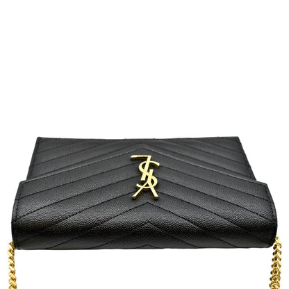 YVES SAINT LAURENT Cassandre Matelasse Chain Wallet Crossbody Bag Black