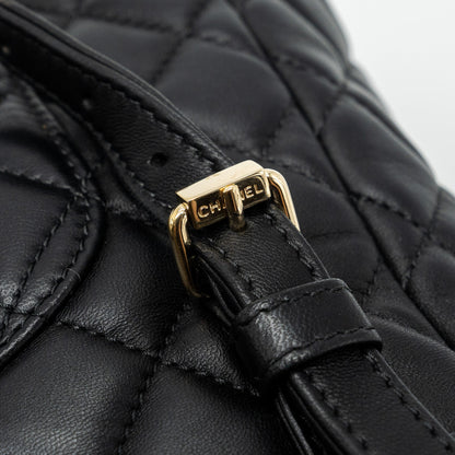 Chanel quilted flap backpack lambskin black
