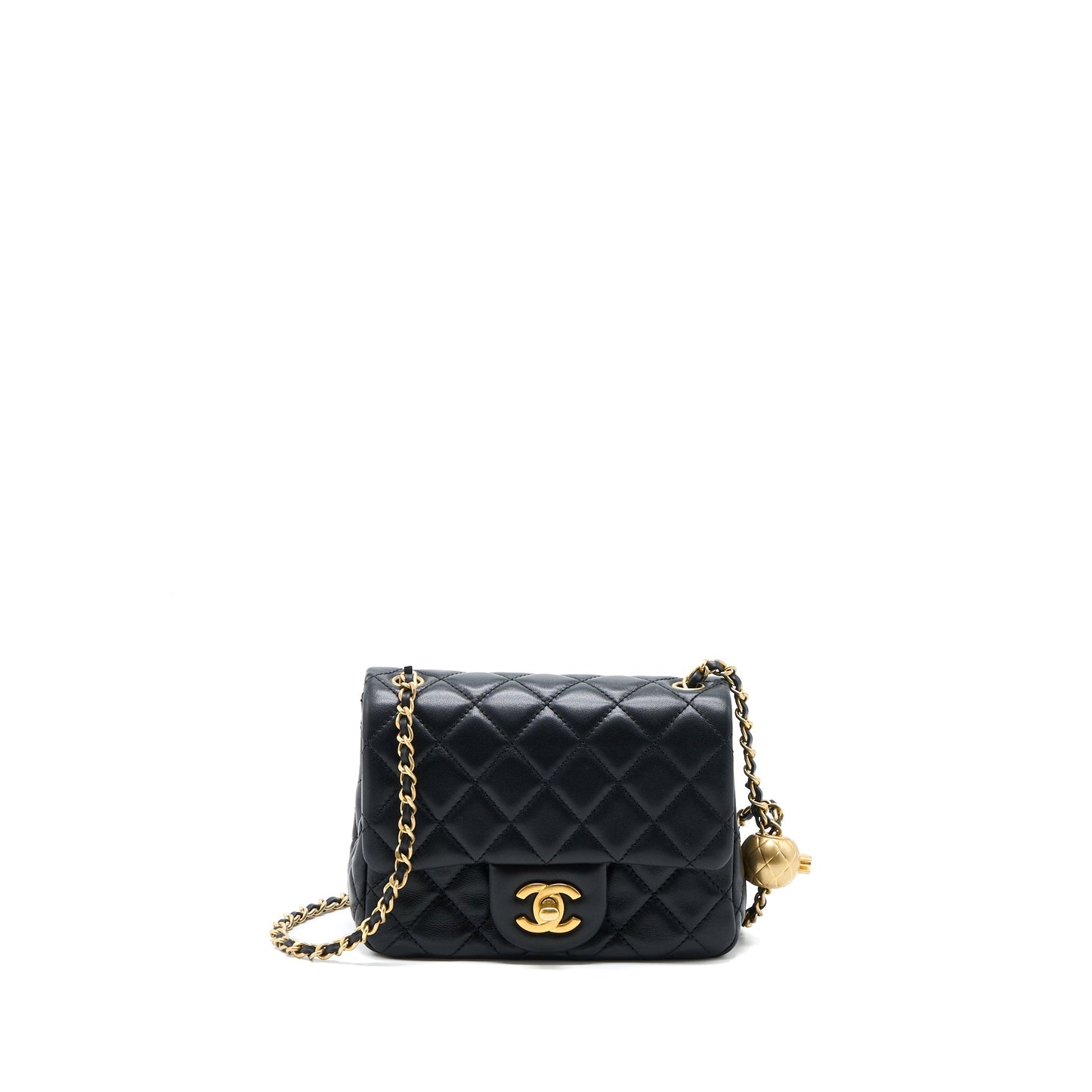 Chanel Pearl Crush Mini Square Lambskin Black Brushed  (Microchip)