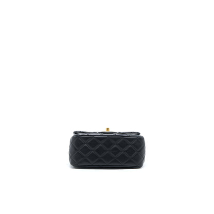 Chanel Pearl Crush Mini Square Lambskin Black Brushed  (Microchip)