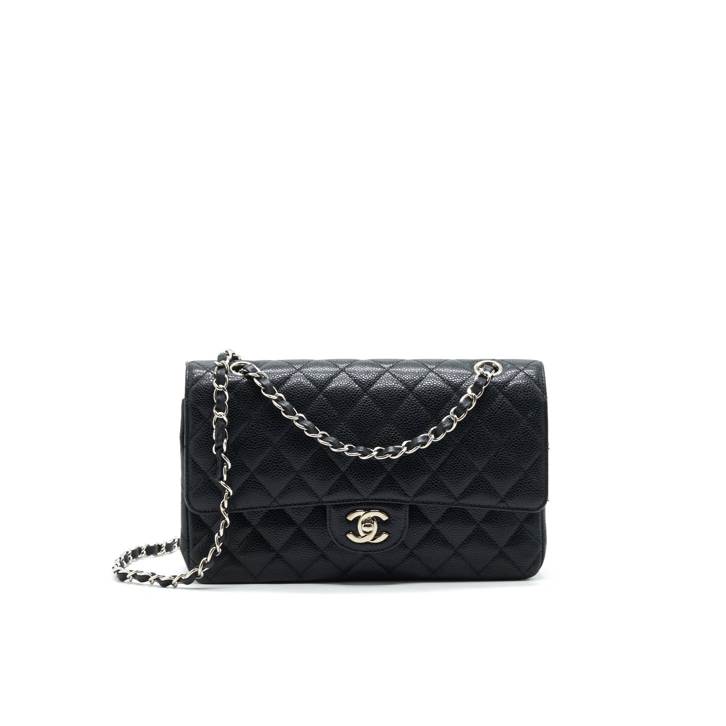 Chanel Medium Classic Double Flap Caviar Black  serial 12