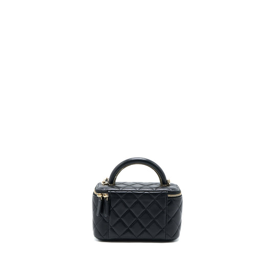 Chanel 22A Top Handle Long Vanity Case Lambskin Black L
