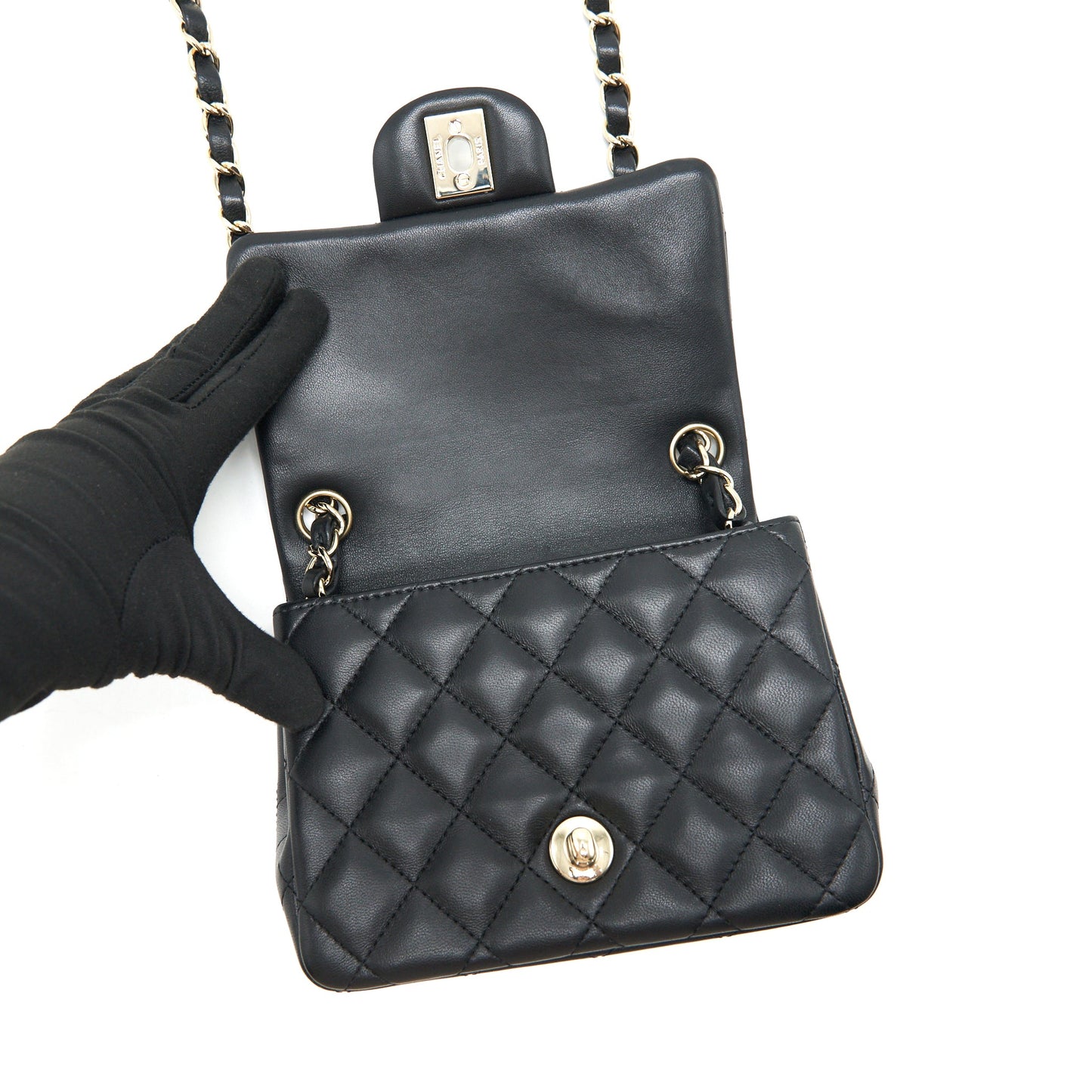 Chanel Mini Square Lambskin Black L serial 29