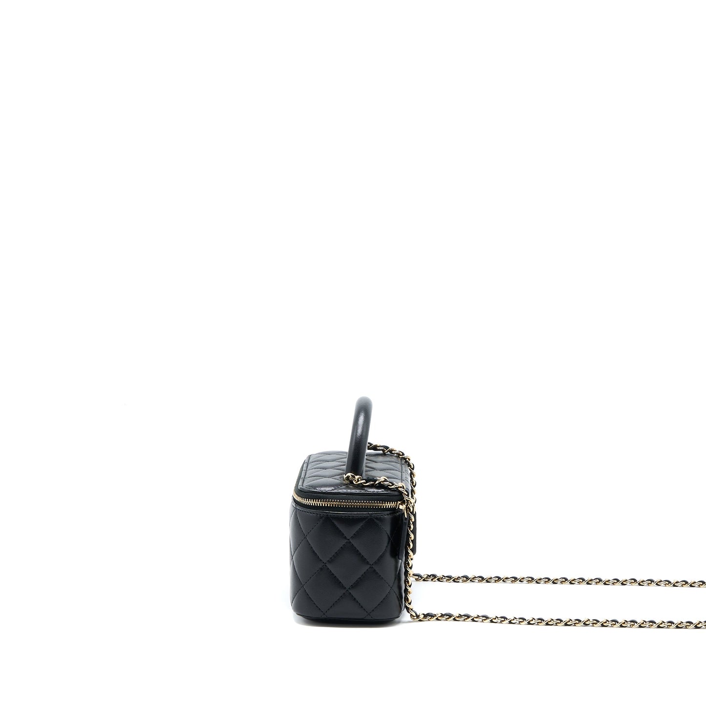 Chanel 22A Top Handle Long Vanity Case Lambskin Black L