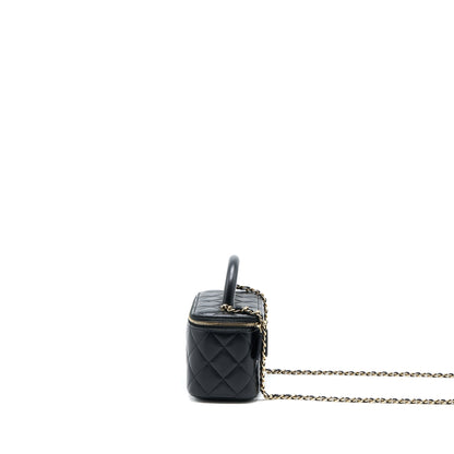 Chanel 22A Top Handle Long Vanity Case Lambskin Black L