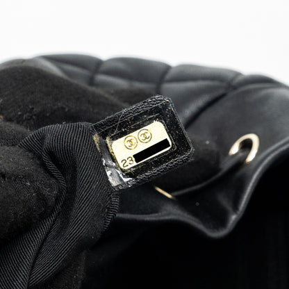 Chanel quilted flap backpack lambskin black