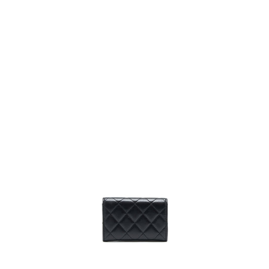 Chanel Quilted Mini Flap Card Holder Lambskin Black