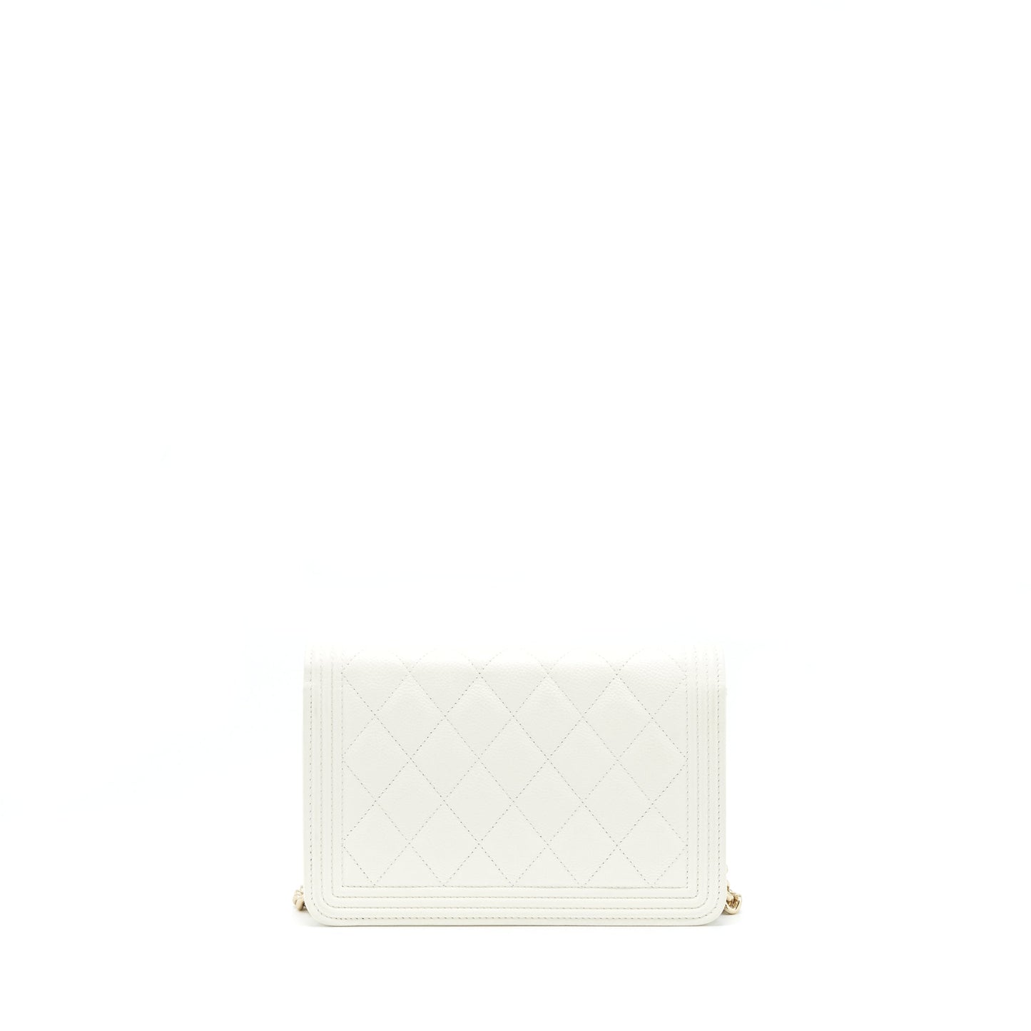 Chanel Boy Wallet On Chain Caviar White L