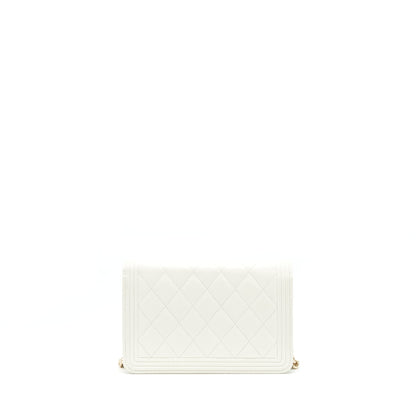 Chanel Boy Wallet On Chain Caviar White L