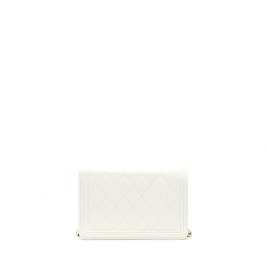 Chanel Boy Wallet On Chain Caviar White L