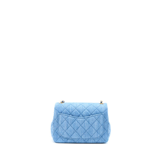 Chanel Pearl Crush Mini Square Flap Bag Denim Brushed  (Microchip)