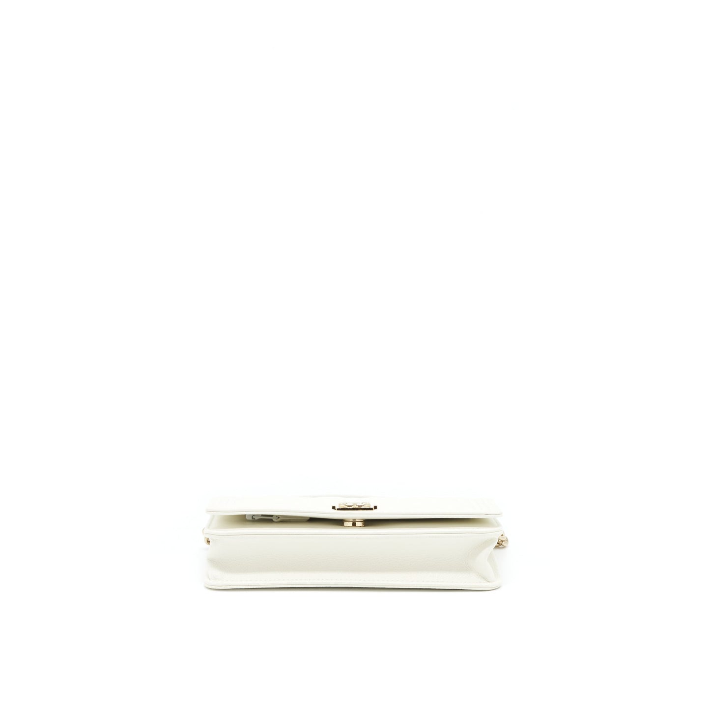 Chanel Boy Wallet On Chain Caviar White L